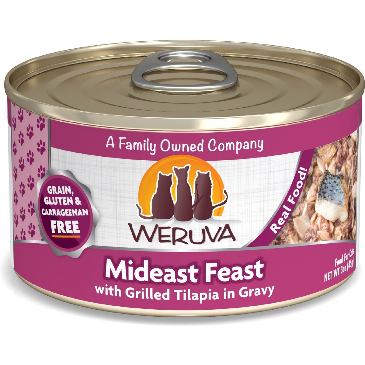 Weruva Mideast Feast with Grilled Tilapia Canned Cat Food, 3-oz, 24 ct