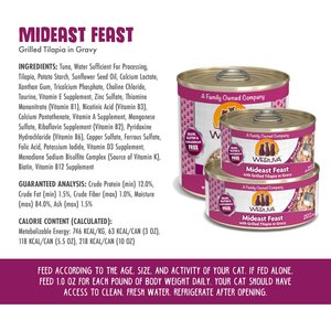 Weruva Mideast Feast Grilled Tilapia in Gravy Grain-Free Wet Cat Food, 3-oz, case of 24