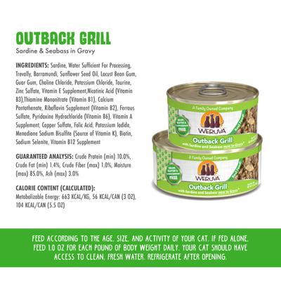 Show full view: Weruva Outback Grill with Trevally & Barramundi Grain-Free Canned Cat Food, 3-oz, case of 24 slide 5 of 13