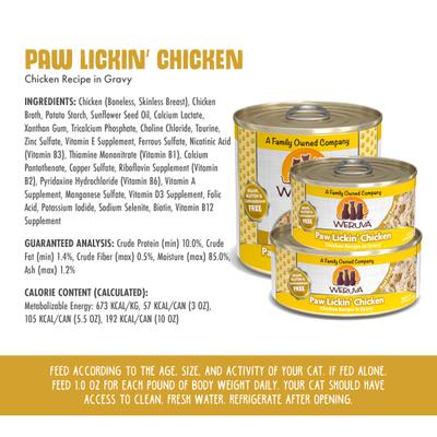 Show full view: Weruva Paw Lickin' Chicken in Gravy Grain-Free Wet Cat Food, 3-oz, case of 24 slide 5 of 14