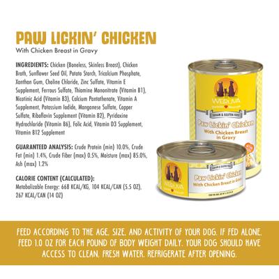 Show full view: Weruva Paw Lickin' Chicken in Gravy Grain-Free Canned Dog Food, 14-oz, case of 12 slide 5 of 13