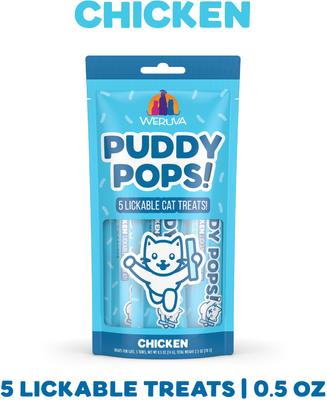 Show full view: Weruva Puddy Pops Chicken Grain-Free Lickable Cat Treats, 0.5-oz tube, 5 count slide 3 of 11