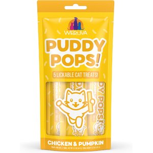 Weruva Puddy Pops Chicken & Pumpkin Grain-Free Lickable Cat Treats, 0.5-oz tube, 5 count