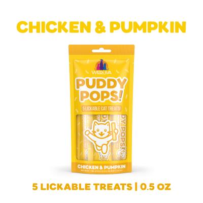 Show full view: Weruva Puddy Pops Chicken & Pumpkin Grain-Free Lickable Cat Treats, 0.5-oz tube, 5 count slide 3 of 11