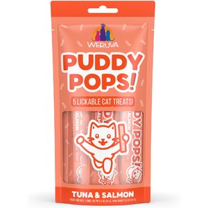 Weruva Puddy Pops Tuna & Salmon Grain-Free Lickable Cat Treats, 0.5-oz tube, 5 count