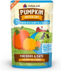 Weruva Pumpkin Patch Up! Pumpkin with Coconut Oil & Flaxseeds Dog & Cat Wet Food Supplement, 1.05-oz pouch, case of 12