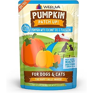 Weruva Pumpkin Patch Up! Pumpkin with Coconut Oil & Flaxseeds Dog & Cat Wet Food Supplement, 2.8-oz pouch, case of 12