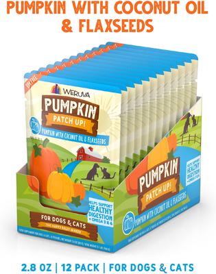 Show full view: Weruva Pumpkin Patch Up! Pumpkin with Coconut Oil & Flaxseeds Dog & Cat Wet Food Supplement, 2.8-oz pouch, case of 12 slide 5 of 14