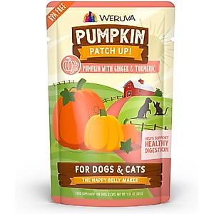 Weruva Pumpkin Patch Up! Pumpkin with Ginger & Turmeric Dog & Cat Wet Food Supplement, 1.05-oz pouch, case of 12