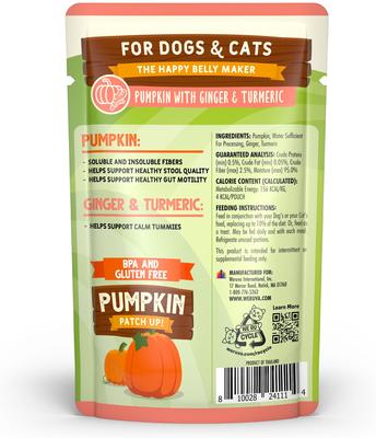 Show full view: Weruva Pumpkin Patch Up! Pumpkin with Ginger & Turmeric Dog & Cat Wet Food Supplement, 1.05-oz pouch, case of 12 slide 3 of 14