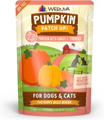 Weruva Pumpkin Patch Up! Pumpkin with Ginger & Turmeric Dog & Cat Wet Food Supplement, 2.8-oz pouch, case of 12