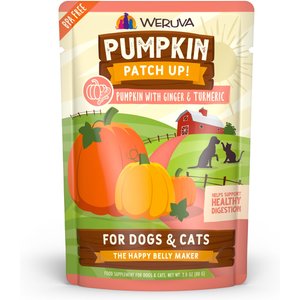 Weruva Pumpkin Patch Up! Pumpkin with Ginger & Turmeric Dog & Cat Wet Food Supplement, 2.8-oz pouch, case of 12