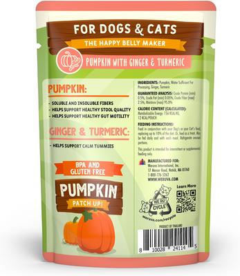 Show full view: Weruva Pumpkin Patch Up! Pumpkin with Ginger & Turmeric Dog & Cat Wet Food Supplement, 2.8-oz pouch, case of 12 slide 3 of 14