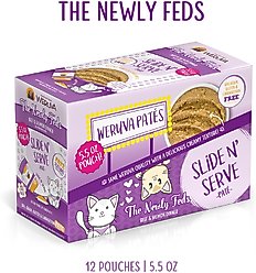 Weruva Slide N' Serve The Newly Feds Beef & Salmon Dinner Pate Grain-Free Cat Food Pouches, 5.5-oz pouch, case of 12 slide 2 of 9