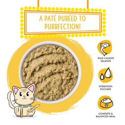 Show full view: Weruva Slide N' Serve The Slice is Right Wild Caught Salmon Dinner Pate Grain-Free Cat Food Pouches, 2.8-oz pouch, case of 12 slide 4 of 13