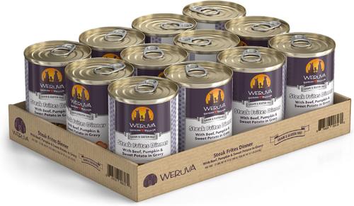 Show full view: Weruva Steak Frites Dinner with Beef, Pumpkin & Sweet Potatoes in Gravy Grain-Free Canned Dog Food, 14-oz, case of 12 slide 3 of 13