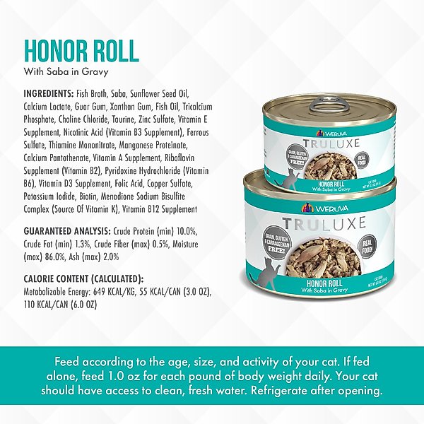 Weruva Truluxe Honor Roll with Saba in Gravy Grain-Free Canned Cat Food