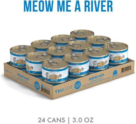 Show full view: Weruva Truluxe Meow Me A River with Basa in Gravy Grain-Free Canned Cat Food, 3-oz, case of 24 slide 3 of 13