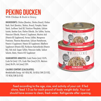Show full view: Weruva Truluxe Peking Ducken with Chicken & Duck in Gravy Grain-Free Canned Cat Food, 6-oz, case of 24 slide 6 of 13