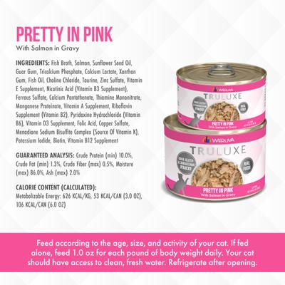 Show full view: Weruva Truluxe Pretty In Pink Salmon in Gravy Grain-Free Wet Cat Food, 6-oz, case of 24 slide 6 of 14