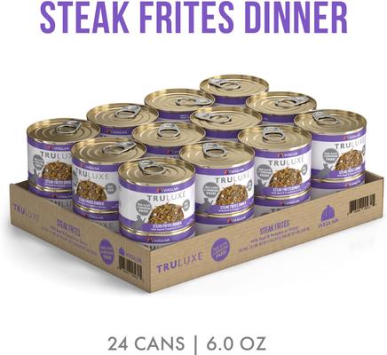 Show full view: Weruva Truluxe Steak Frites Dinner Beef & Pumpkin in Gravy Grain-Free Wet Cat Food, 6-oz, case of 24 slide 3 of 14