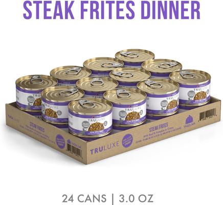 Show full view: Weruva Truluxe Steak Frites Dinner Beef & Pumpkin in Gravy Grain-Free Wet Cat Food, 3-oz, case of 24 slide 3 of 14