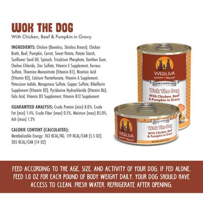 Show full view: Weruva Wok the Dog with Chicken, Beef & Pumpkin in Gravy Grain-Free Canned Dog Food, 14-oz, case of 12 slide 5 of 13
