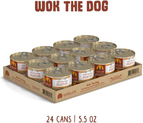 Show full view: Weruva Wok the Dog with Chicken, Beef & Pumpkin in Gravy Grain-Free Canned Dog Food, 5.5-oz, case of 24 slide 3 of 13