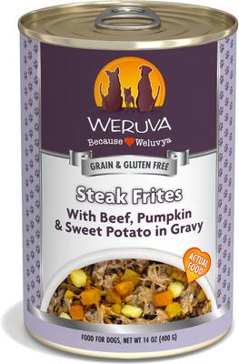 Show full view: Weruva Wok the Dog with Chicken, Beef & Pumpkin in Gravy + Steak Frites with Beef, Pumpkin & Sweet Potatoes in Gravy Canned Dog Food slide 7 of 9