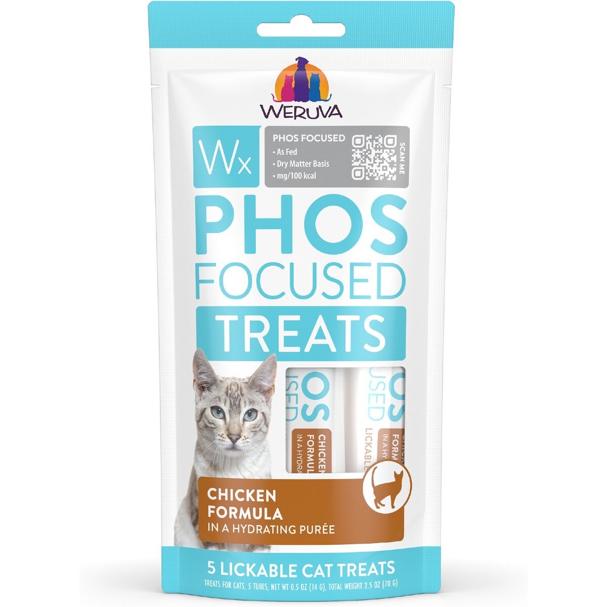 Weruva Wx Phos Focused Chicken Formula Grain-Free Lickable Cat Treats, 0.5-oz tube, 5 count