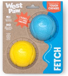 West Paw Boundr Ball Dog Chew Toy, 2 count, Aqua Blue/Dandelion Yellow, Small