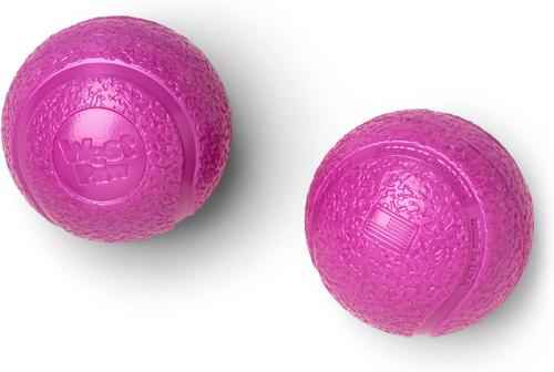 Show full view: West Paw Boundr Ball Dog Chew Toy, 2 count, Dandelion Yellow/Hot Pink, Small slide 6 of 11