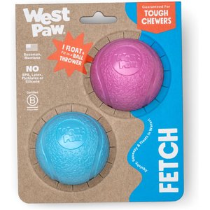 West Paw Boundr Ball Dog Chew Toy, 2 count, Hot Pink/Aqua Blue, Small
