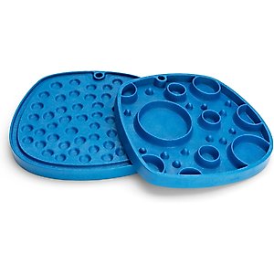 West Paw Feast Mat All-In-One Bubbles Non-skid Plastic Dog Slow Feeder & Lick Mat, Marine