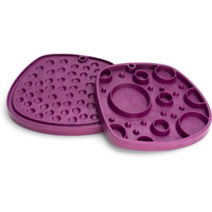 West Paw Feast Mat All-In-One Bubbles Non-skid Plastic Dog Slow Feeder & Lick Mat, Tropic Red