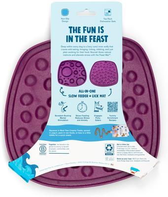 Show full view: West Paw Feast Mat All-In-One Bubbles Non-skid Plastic Dog Slow Feeder & Lick Mat, Tropic Red slide 7 of 7