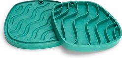 West Paw Feast Mat All-In-One Waves Non-skid Plastic Dog Slow Feeder & Lick Mat, Kelp