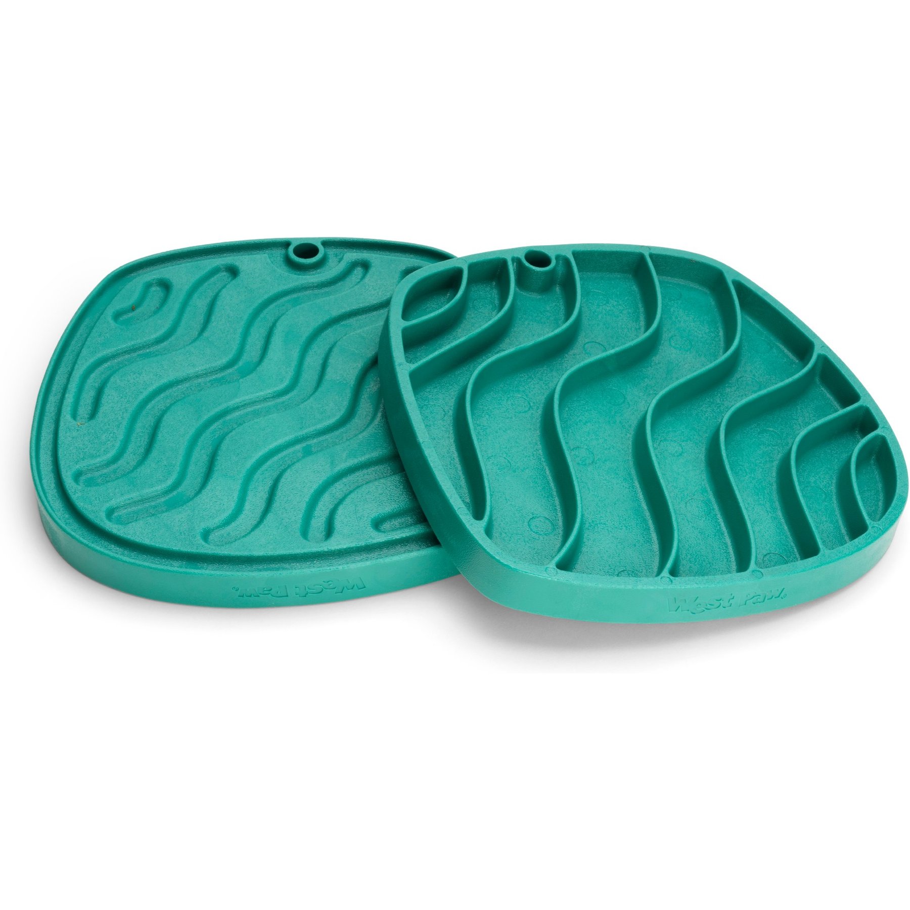 West Paw Feast Mat All-In-One Waves Non-skid Plastic Dog Slow Feeder & Lick Mat, Kelp