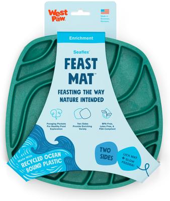 Show full view: West Paw Feast Mat All-In-One Waves Non-skid Plastic Dog Slow Feeder & Lick Mat, Kelp slide 6 of 7