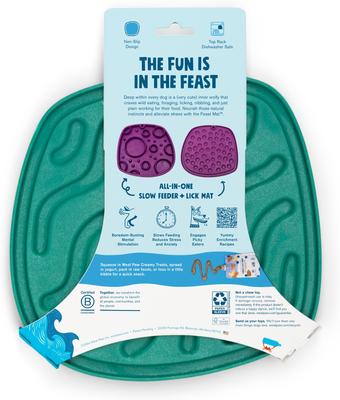 Show full view: West Paw Feast Mat All-In-One Waves Non-skid Plastic Dog Slow Feeder & Lick Mat, Kelp slide 7 of 7