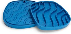 West Paw Feast Mat All-In-One Waves Non-skid Plastic Dog Slow Feeder & Lick Mat, Marine