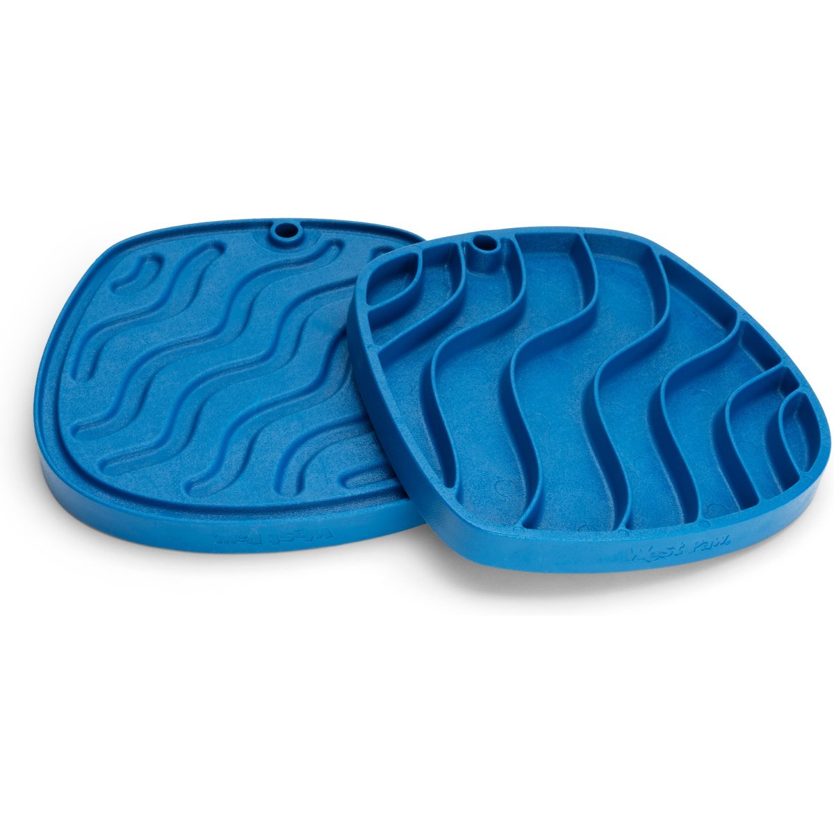 West Paw Feast Mat All-In-One Waves Non-skid Plastic Dog Slow Feeder & Lick Mat, Marine