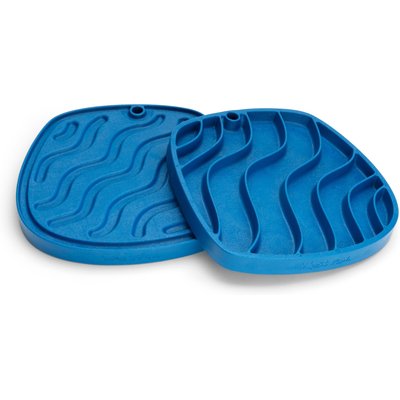 West Paw West Paw Feast Mat All-In-One Waves Non-skid Plastic Dog Slow Feeder & Lick Mat, Marine