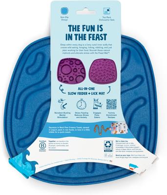 Show full view: West Paw Feast Mat All-In-One Waves Non-skid Plastic Dog Slow Feeder & Lick Mat, Marine slide 9 of 9