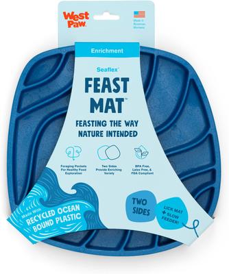 Show full view: West Paw Feast Mat All-In-One Waves Non-skid Plastic Dog Slow Feeder & Lick Mat, Marine slide 8 of 9