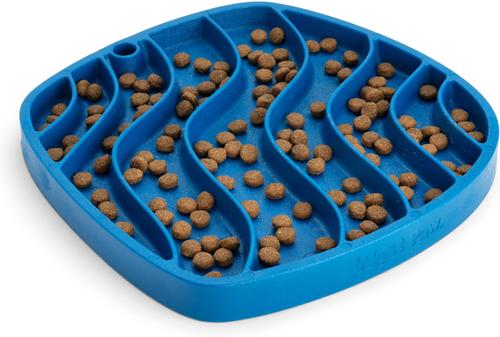 Show full view: West Paw Feast Mat All-In-One Waves Non-skid Plastic Dog Slow Feeder & Lick Mat, Marine slide 4 of 9