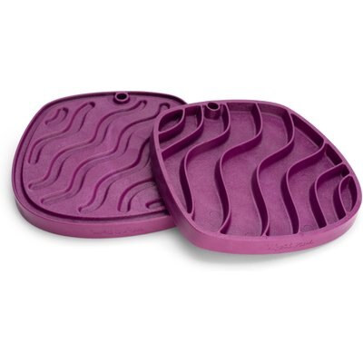 West Paw West Paw Feast Mat All-In-One Waves Non-skid Plastic Dog Slow Feeder & Lick Mat, Tropic Red