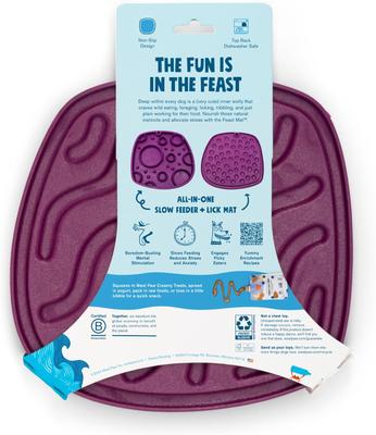 Show full view: West Paw Feast Mat All-In-One Waves Non-skid Plastic Dog Slow Feeder & Lick Mat, Tropic Red slide 7 of 7