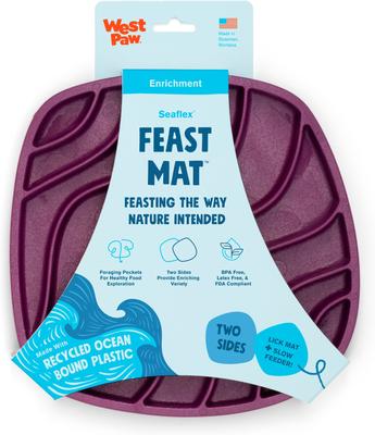 Show full view: West Paw Feast Mat All-In-One Waves Non-skid Plastic Dog Slow Feeder & Lick Mat, Tropic Red slide 6 of 7
