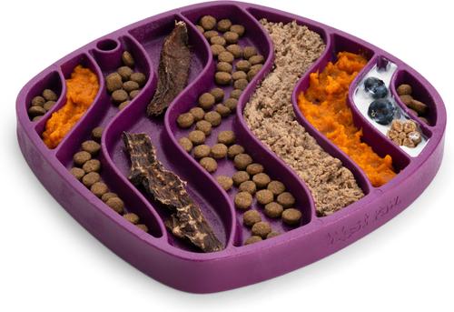 Show full view: West Paw Feast Mat All-In-One Waves Non-skid Plastic Dog Slow Feeder & Lick Mat, Tropic Red slide 3 of 7